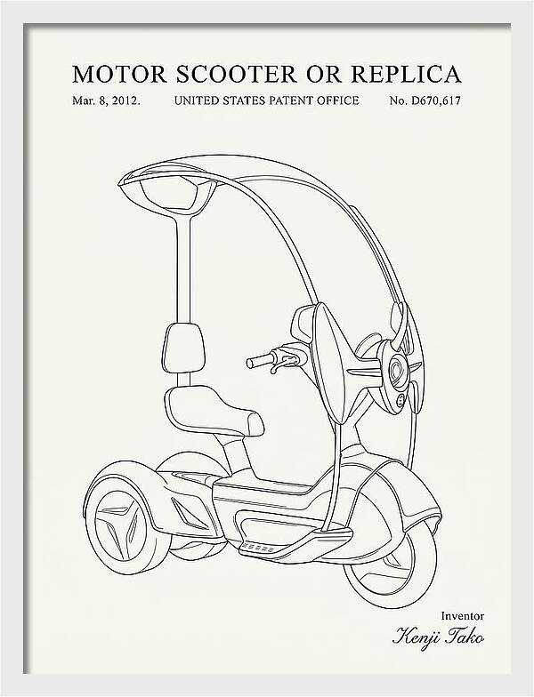 Covered Motor Scooter Minimalist Patent Usd670617s1