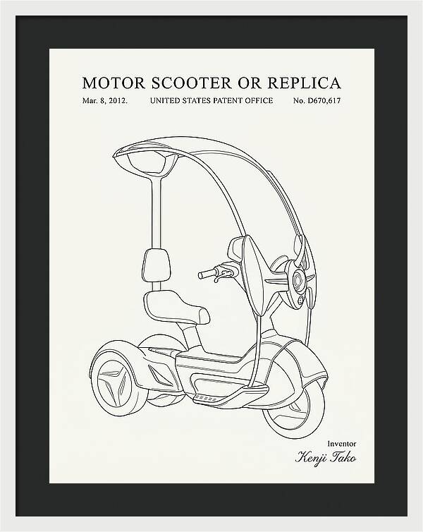 Covered Motor Scooter Minimalist Patent Usd670617s1