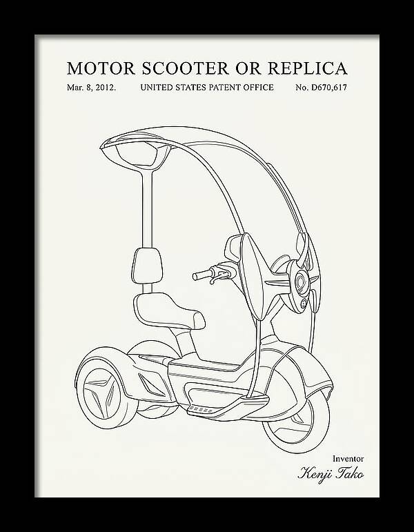 Covered Motor Scooter Minimalist Patent Usd670617s1