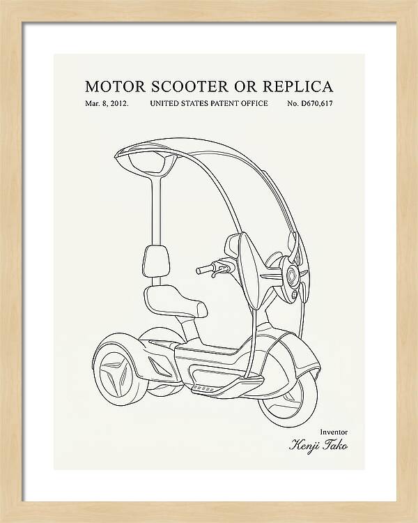 Covered Motor Scooter Minimalist Patent Usd670617s1