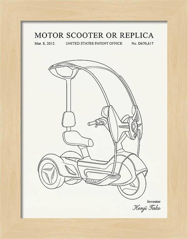 Covered Motor Scooter Minimalist Patent Usd670617s1