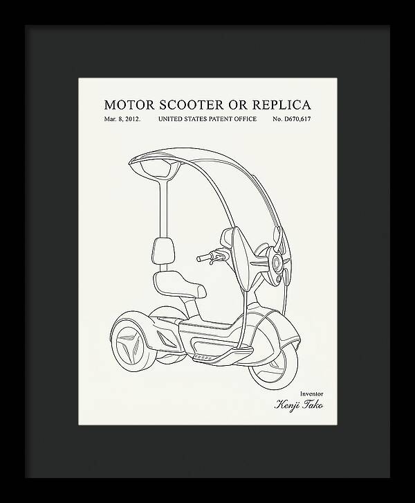 Covered Motor Scooter Minimalist Patent Usd670617s1