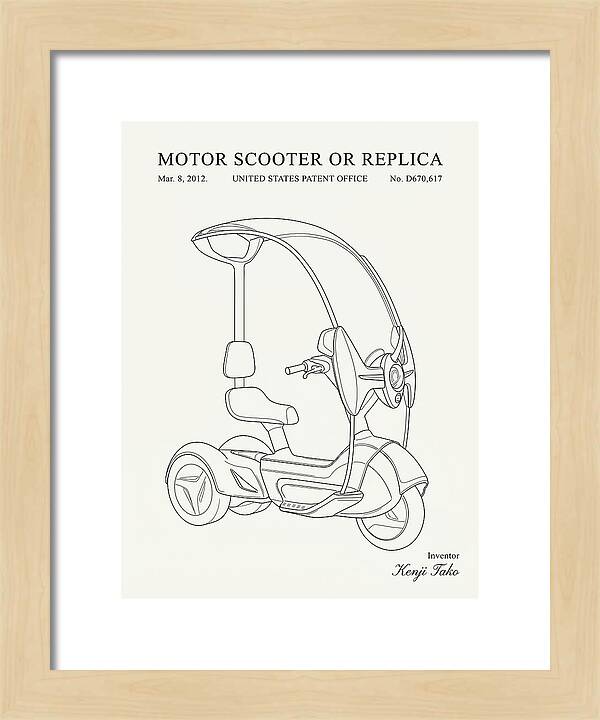 Covered Motor Scooter Minimalist Patent Usd670617s1