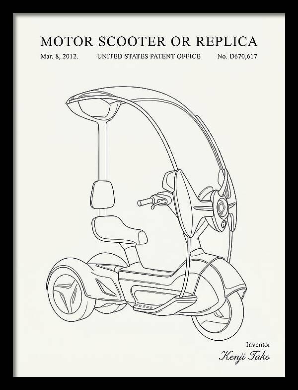 Covered Motor Scooter Minimalist Patent Usd670617s1