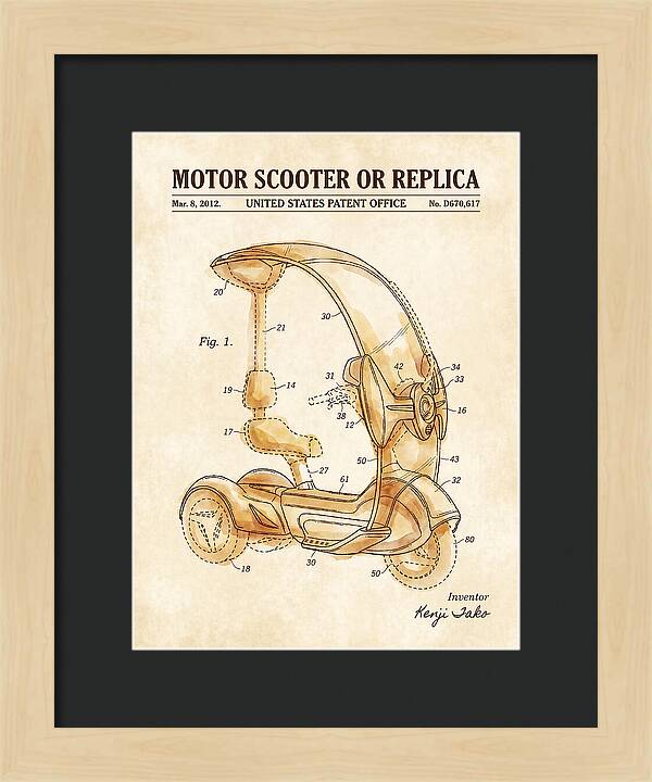 Covered Motor Scooter Watercolor Patent Usd670617s1