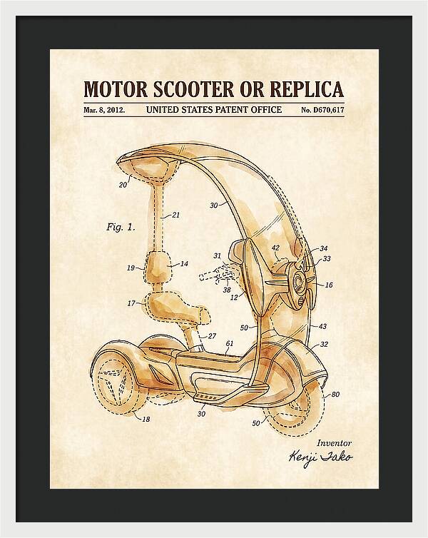 Covered Motor Scooter Watercolor Patent Usd670617s1