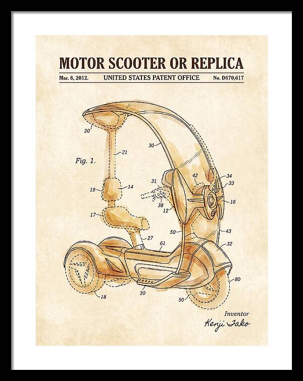Covered Motor Scooter Watercolor Patent Usd670617s1