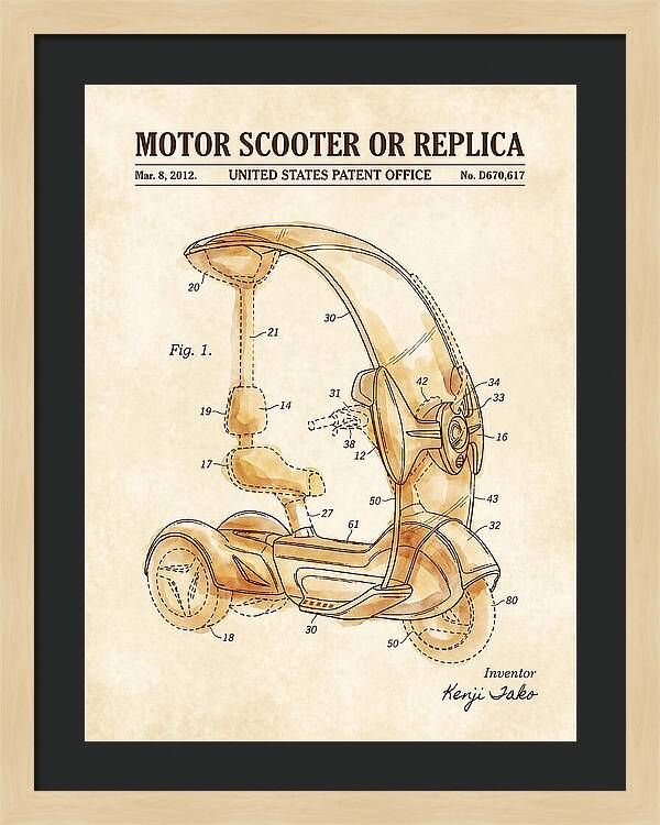 Covered Motor Scooter Watercolor Patent Usd670617s1