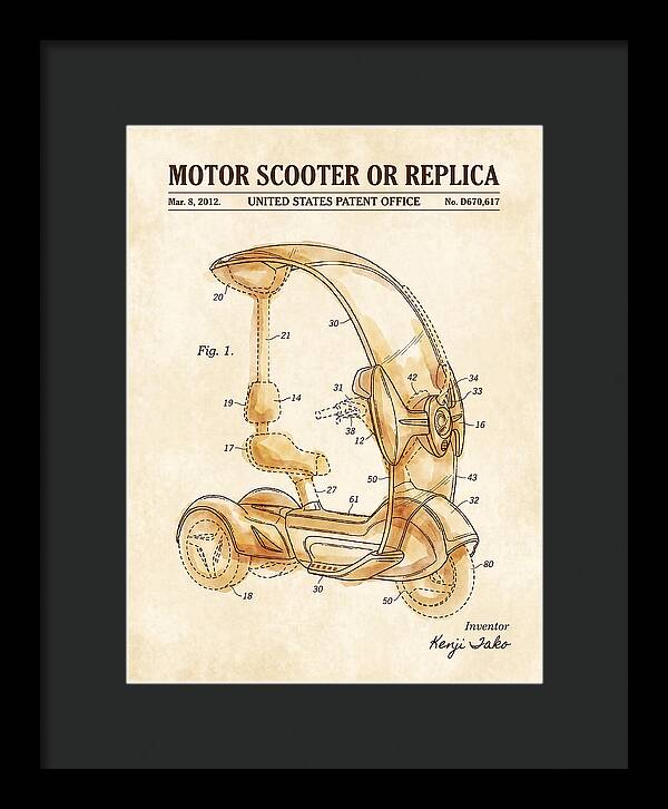 Covered Motor Scooter Watercolor Patent Usd670617s1