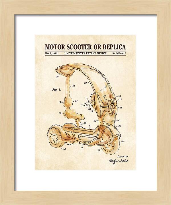 Covered Motor Scooter Watercolor Patent Usd670617s1