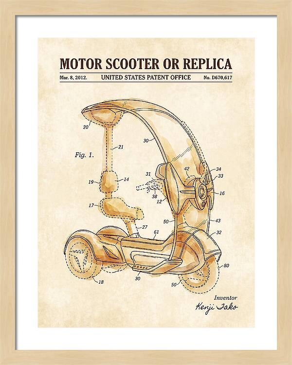 Covered Motor Scooter Watercolor Patent Usd670617s1