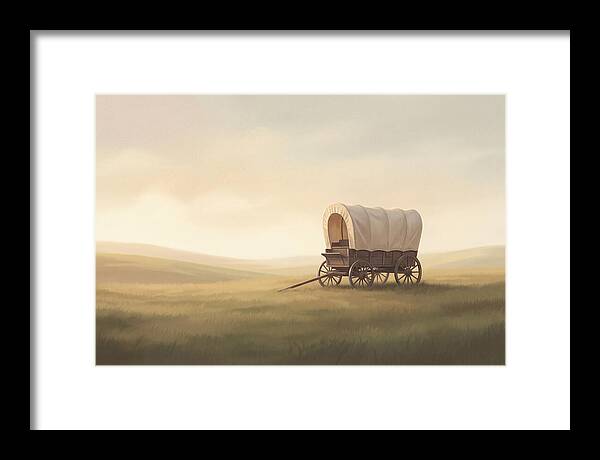 Covered Wagon In Serene Fields