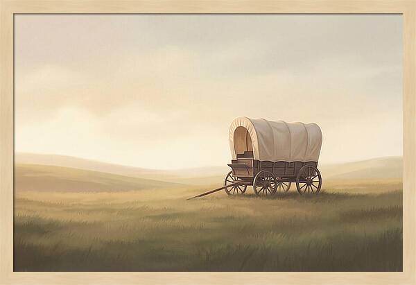 Covered Wagon In Serene Fields