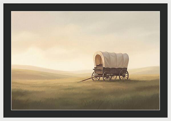 Covered Wagon In Serene Fields