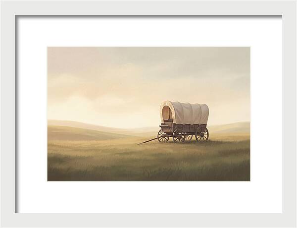 Covered Wagon In Serene Fields