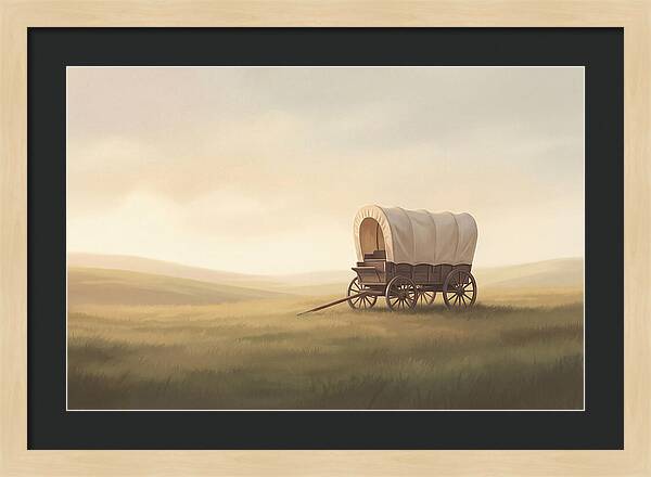Covered Wagon In Serene Fields