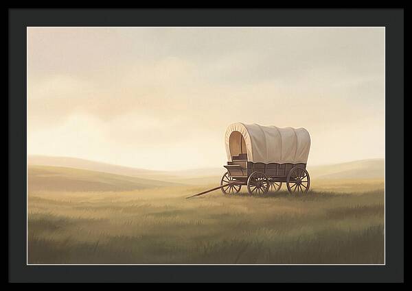 Covered Wagon In Serene Fields