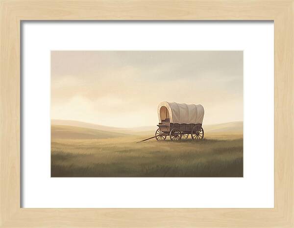 Covered Wagon In Serene Fields