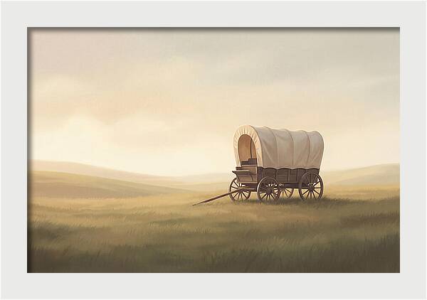 Covered Wagon In Serene Fields