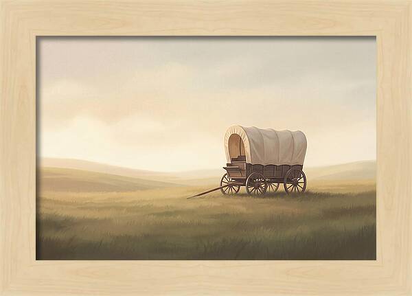Covered Wagon In Serene Fields