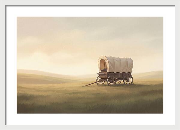 Covered Wagon In Serene Fields