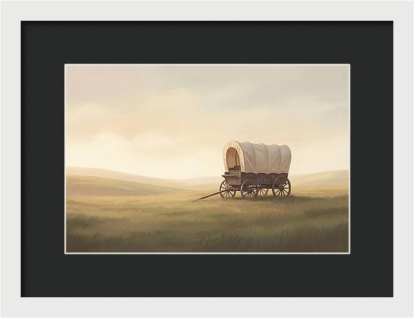 Covered Wagon In Serene Fields