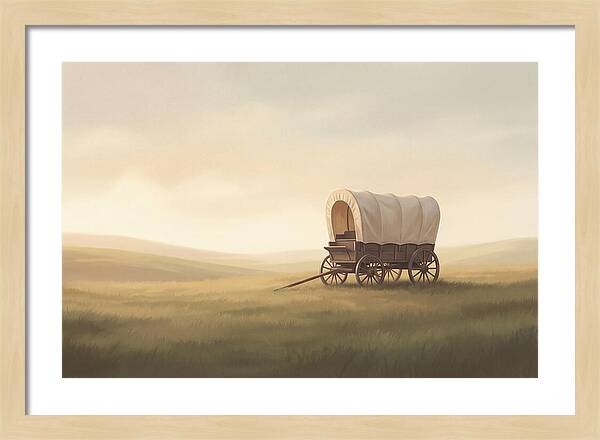 Covered Wagon In Serene Fields