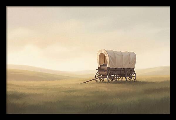 Covered Wagon In Serene Fields