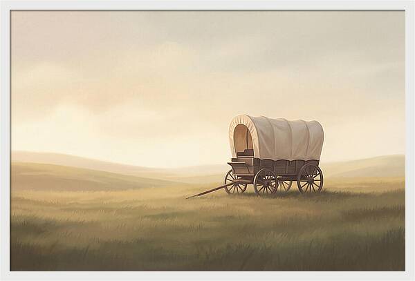 Covered Wagon In Serene Fields