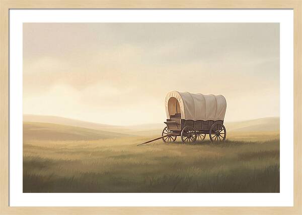 Covered Wagon In Serene Fields