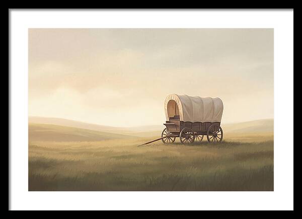 Covered Wagon In Serene Fields