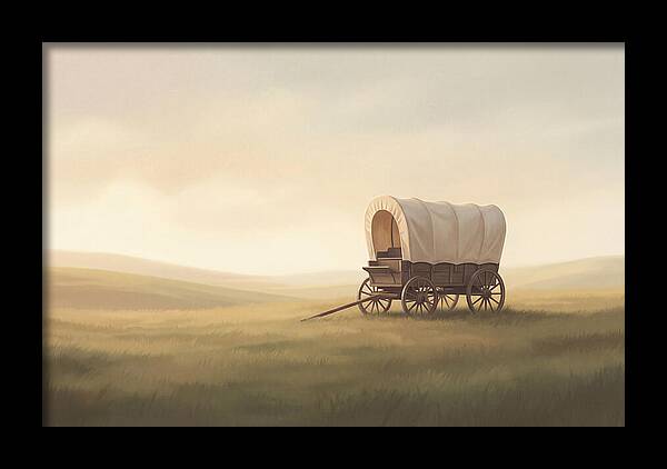 Covered Wagon In Serene Fields