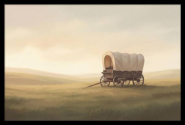 Covered Wagon In Serene Fields