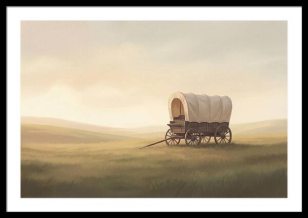 Covered Wagon In Serene Fields