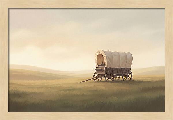 Covered Wagon In Serene Fields