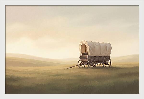 Covered Wagon In Serene Fields
