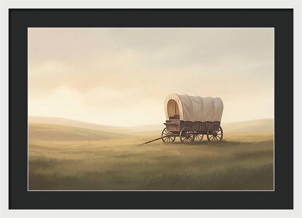 Covered Wagon In Serene Fields