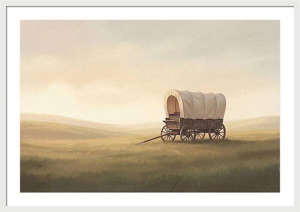 Covered Wagon In Serene Fields