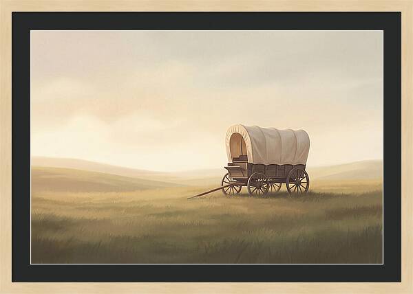 Covered Wagon In Serene Fields