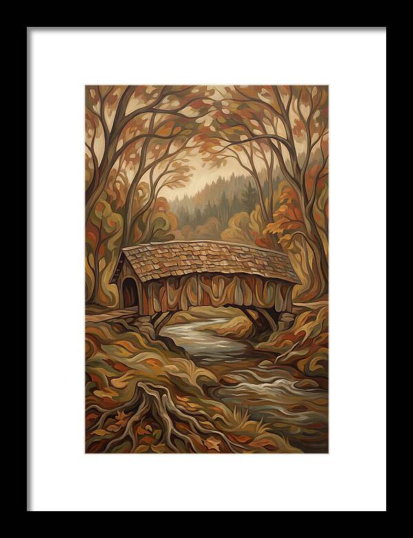 Covered Wooden Bridge In Autumn