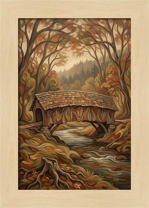 Covered Wooden Bridge In Autumn