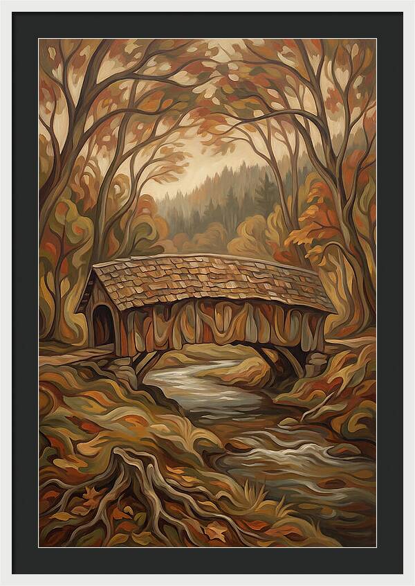 Covered Wooden Bridge In Autumn