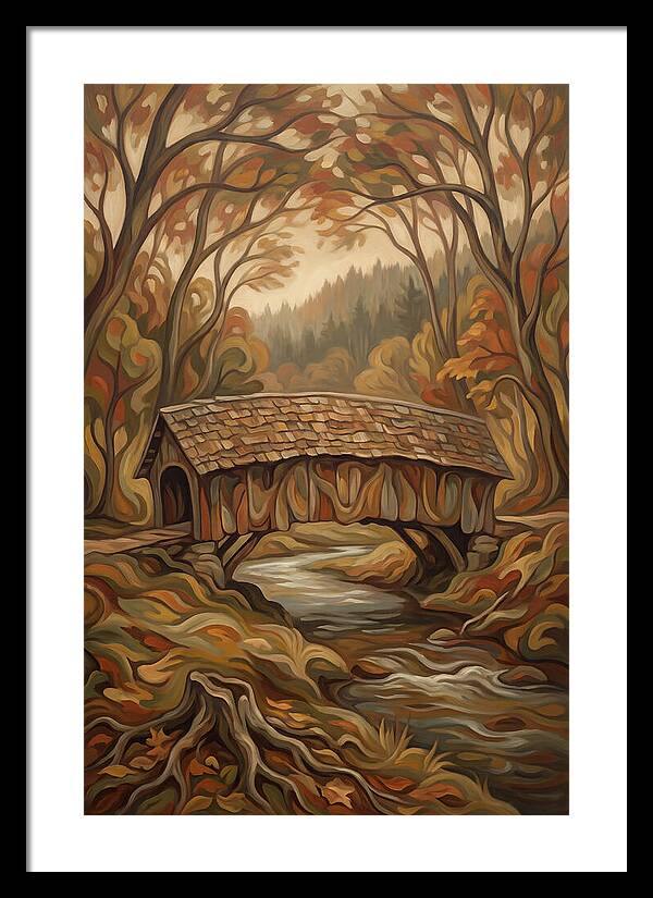 Covered Wooden Bridge In Autumn