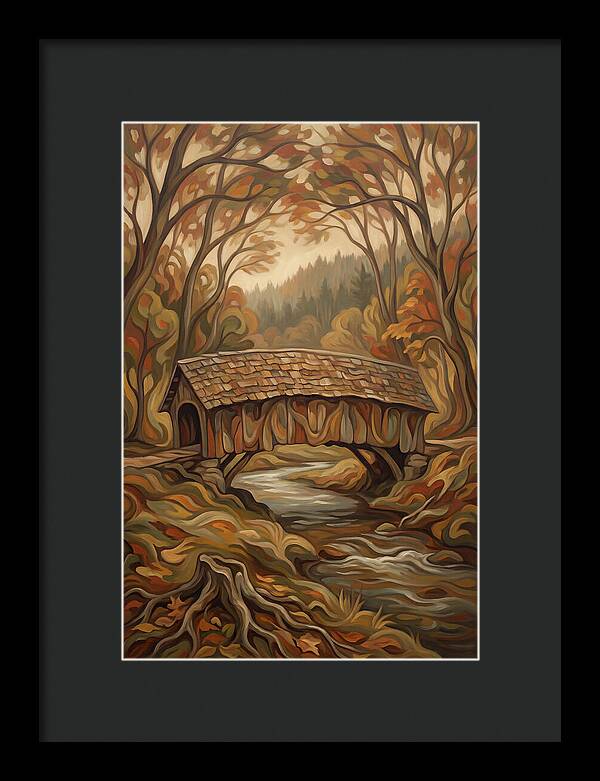 Covered Wooden Bridge In Autumn