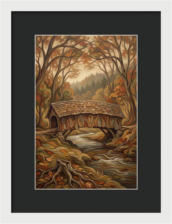 Covered Wooden Bridge In Autumn