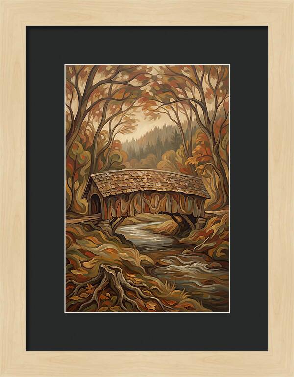 Covered Wooden Bridge In Autumn