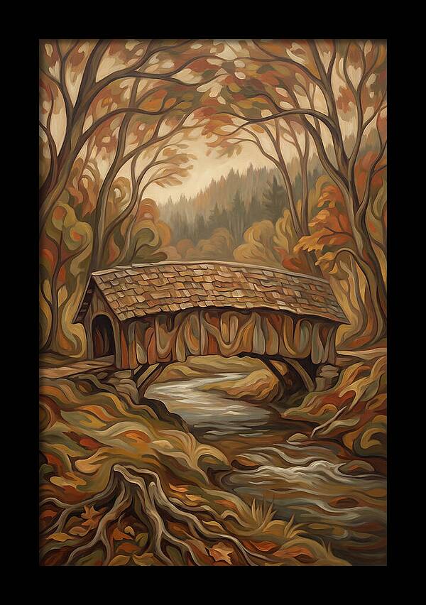 Covered Wooden Bridge In Autumn