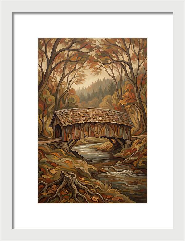 Covered Wooden Bridge In Autumn