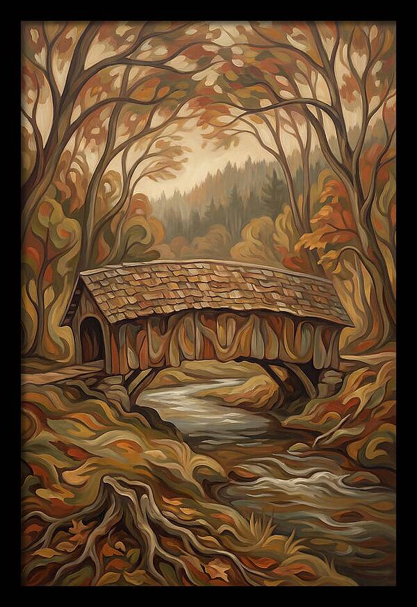 Covered Wooden Bridge In Autumn