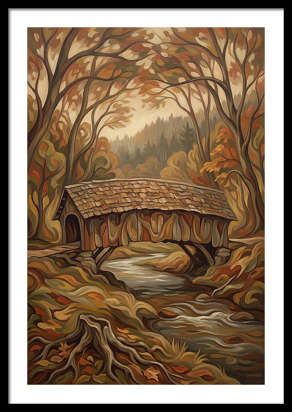 Covered Wooden Bridge In Autumn